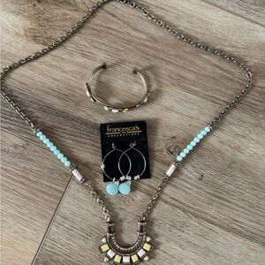 Francesca's Collections Gold and Aqua Necklace Set